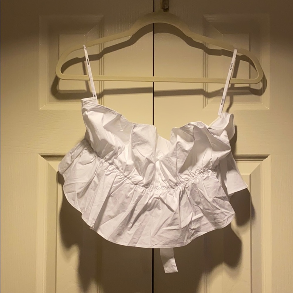 White Ruffle Tube Top